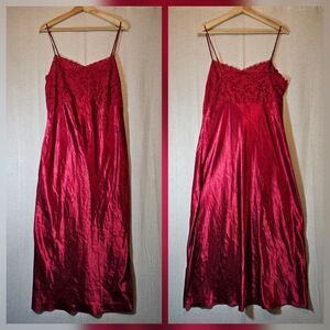 Avenue Body Red Satin Lace Nightgown Chemise Womens 14/16 14 16 Sexy Valentine